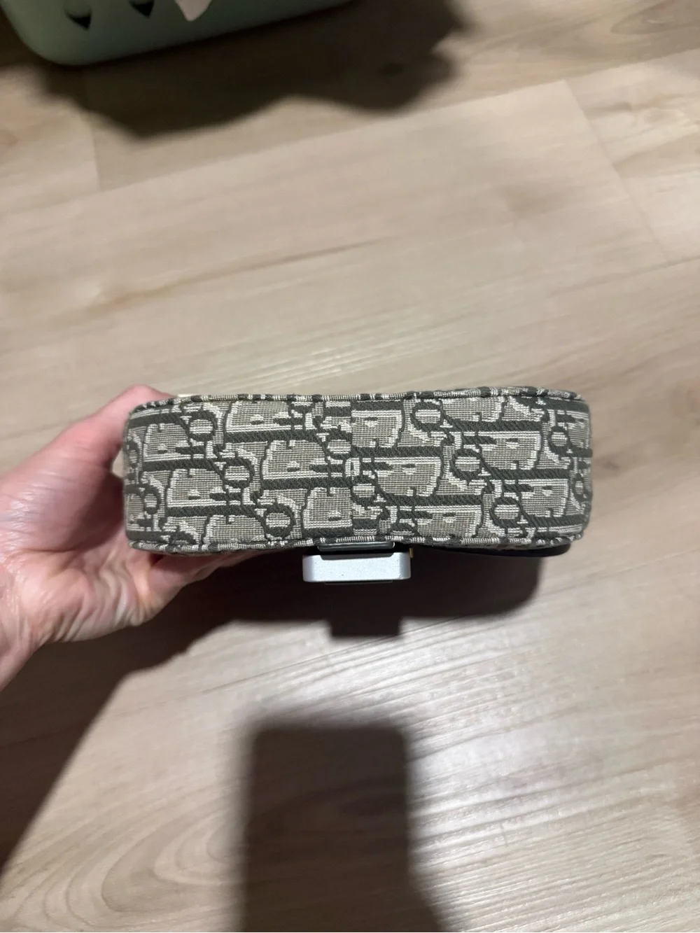 Dior Olive Gray Monogram Saddle Bag